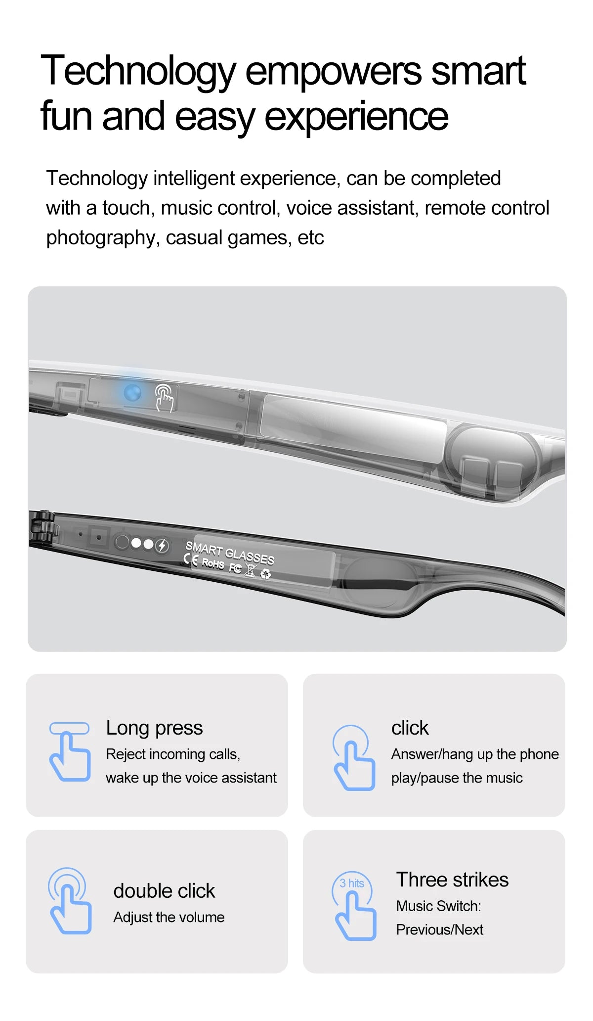 Upgrade Smart Glasses 134 Online Languages AI Automatic Translation Conversation with Speaker UV Protected Bluetooth Sunglasses
