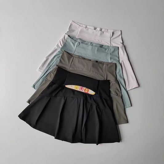 Women High Waist A-Line Skort with Built-in Shorts Cooling Quick-Dry Anti-Exposure Summer Athletic Skirt Yoga Gym Running