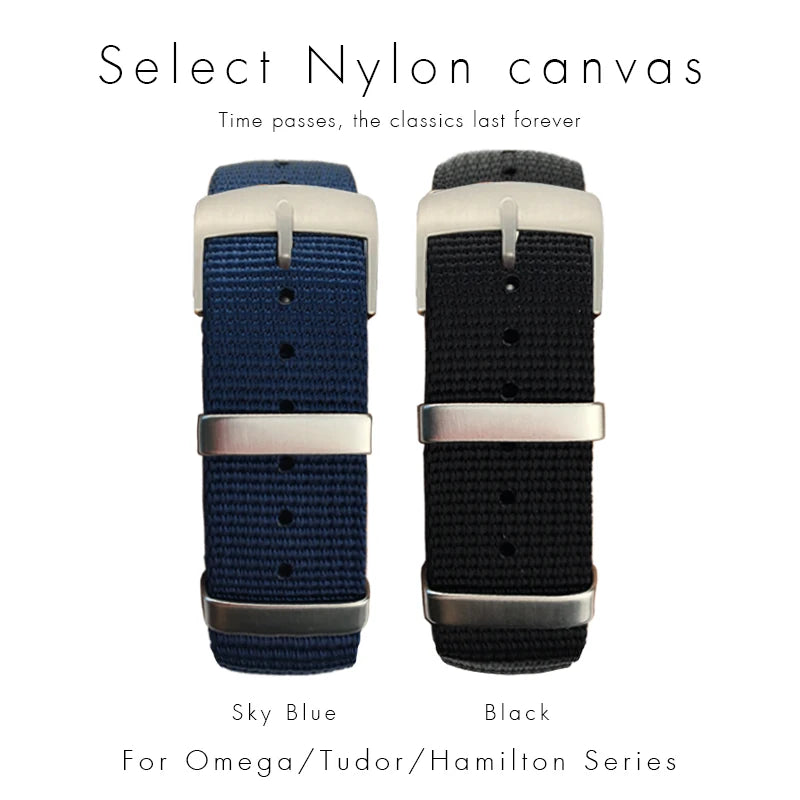 19mm 20mm 21mm 22mm Nylon Canvas Watchband Fit for Omega Seamaster 300 007 AQUA TERRA 150 Seiko Tissot Rolex Watch Strap