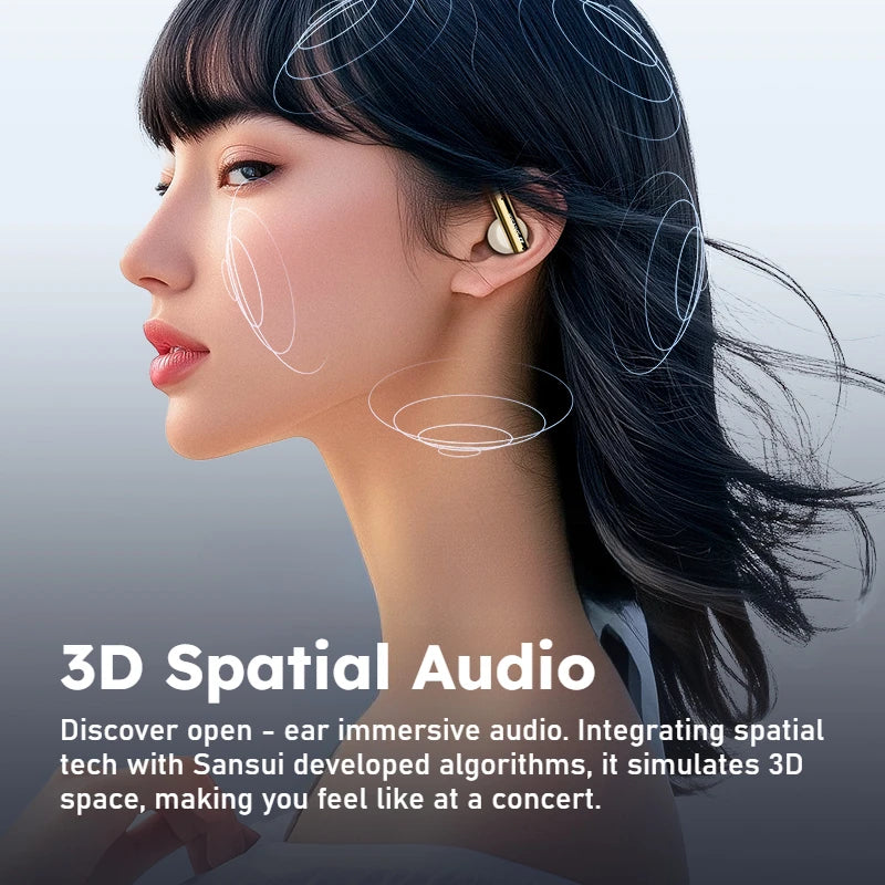 Sansui W33 Spatial Audio Bluetooth 5.4 Earphones ENC Noise Canceling Bluetooth Headphone in-Ear OWS Wireless Sports Headsets