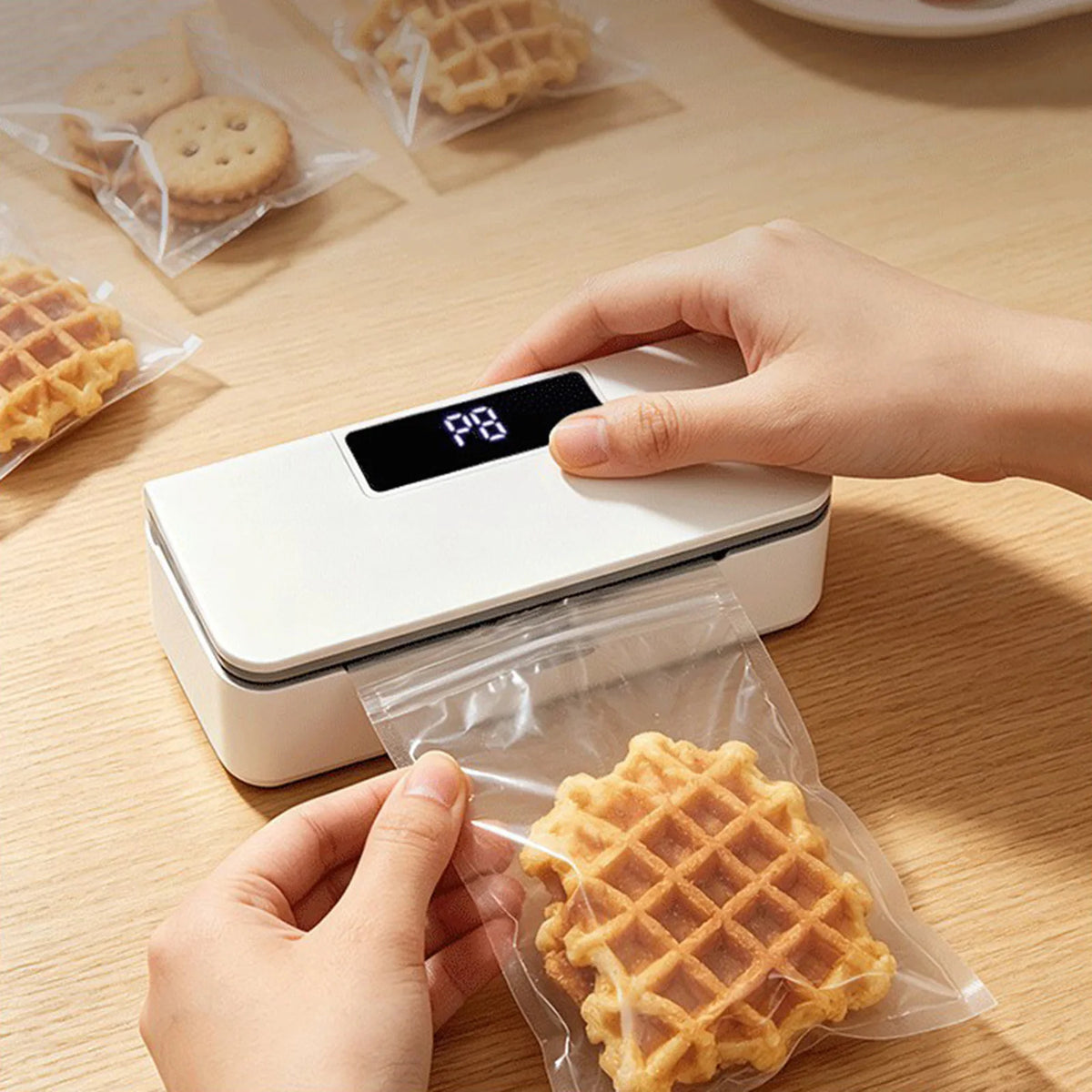Fridge Magnet Sealer 8-Level Adjustable Mini Bags Sealer and Cutter 1800mAh Handheld Bags Resealer Machine for Fridge & Kitchen