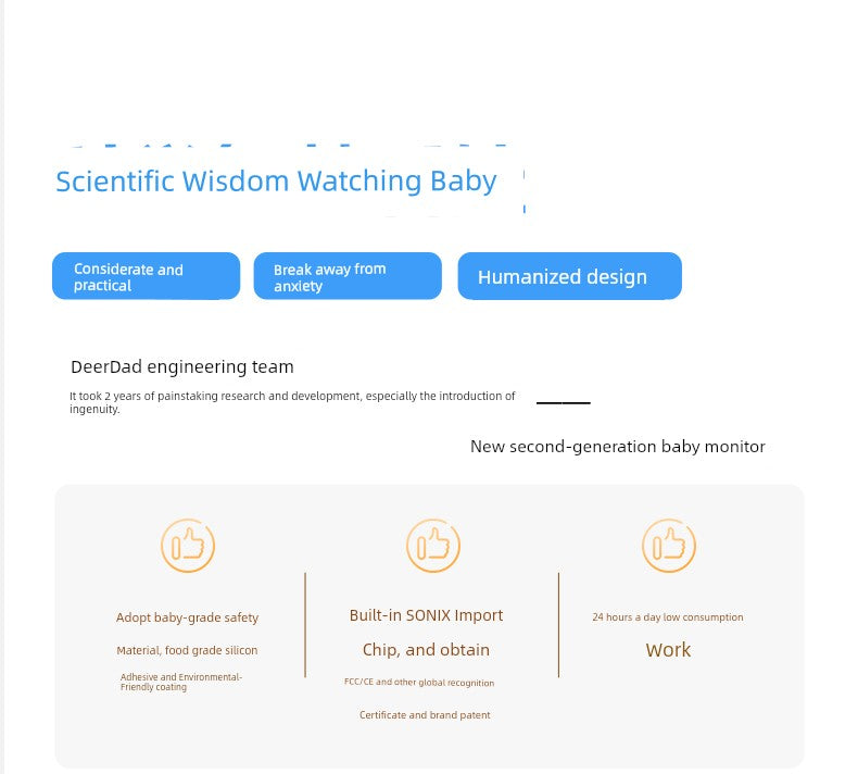 Smart Home Baby Child Sleeping Monitor Wireless HD Night Vision Voice Intercom Cry Reminder for Newborn to 10 Years Old