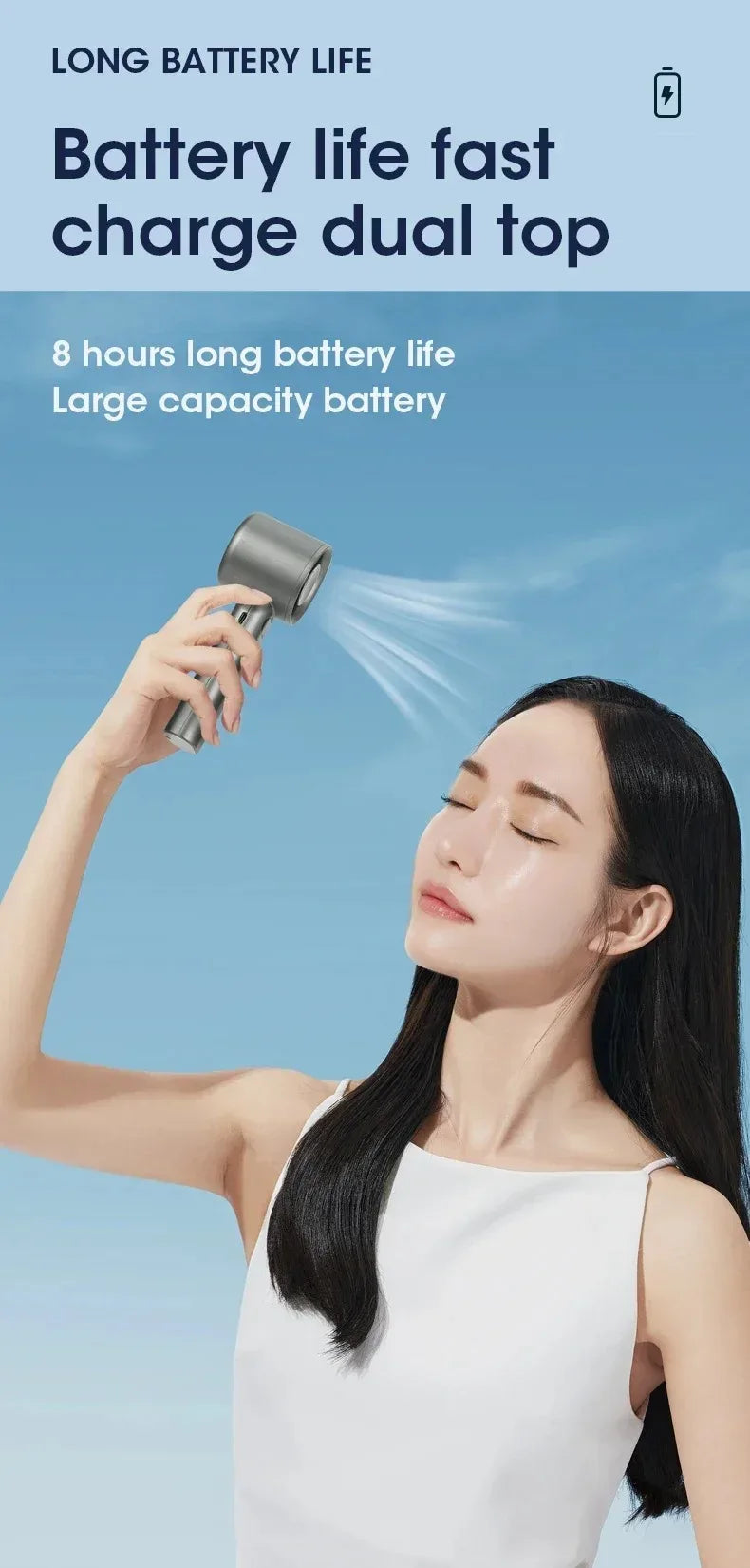 Mini Handheld Fan Portable Personal Highspeed Fans With Power Display USB Rechargeable 120 Wind Speeds Mini Handheld Fan