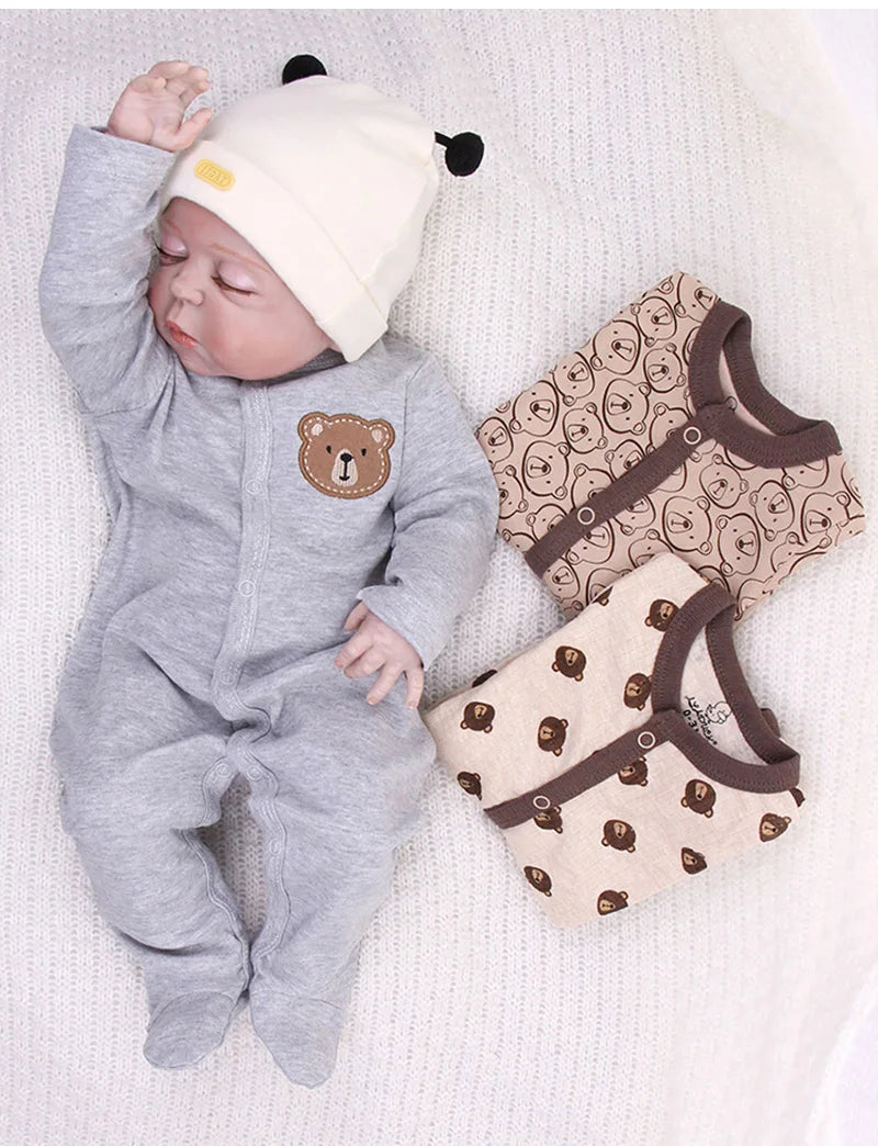 3Pcs Newborn Cotton Jumpsuit Baby Cute Bear Romper Spring Autumn Infants Loungewear Foot Wrap Crawl Suit Toddler Onesie Clothes
