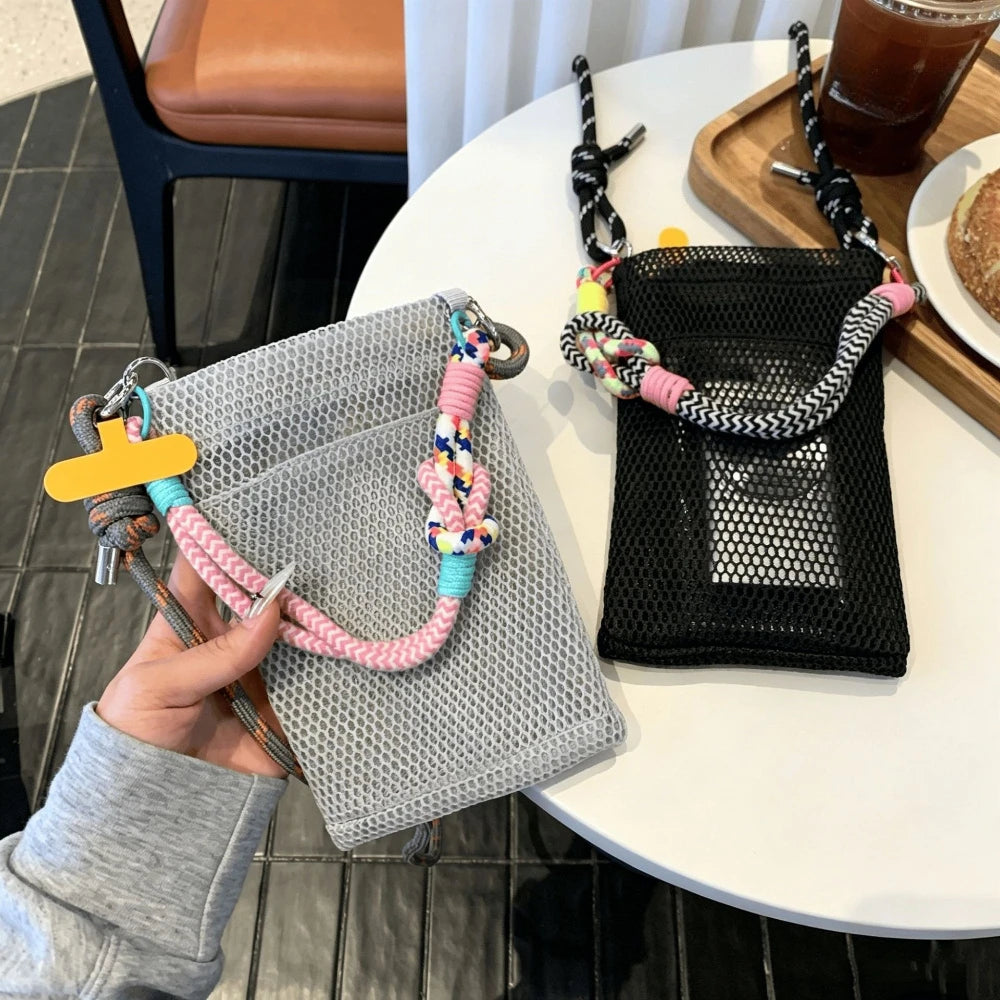 Women Handbags Female Summer Mesh Shoulder Bags Large Capacity Crossbody Bags Outdoor Beach for Women Portable Phone Purse