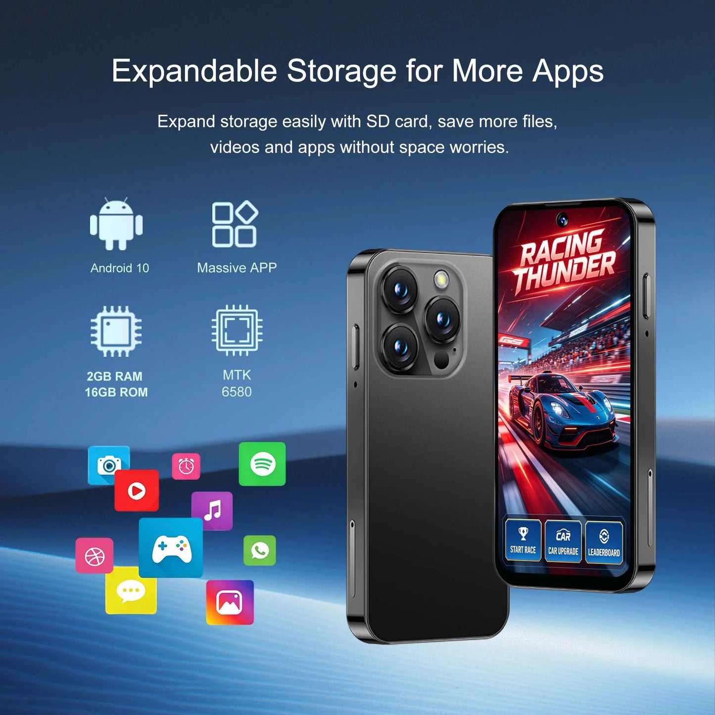SERVO 19E MAX 3.88" Unlocked Mini Android Phone 3G 2GB+16GB Dual SIM Face Unlock GPS WiFi Hotspot Play Store Pocket Smartphone