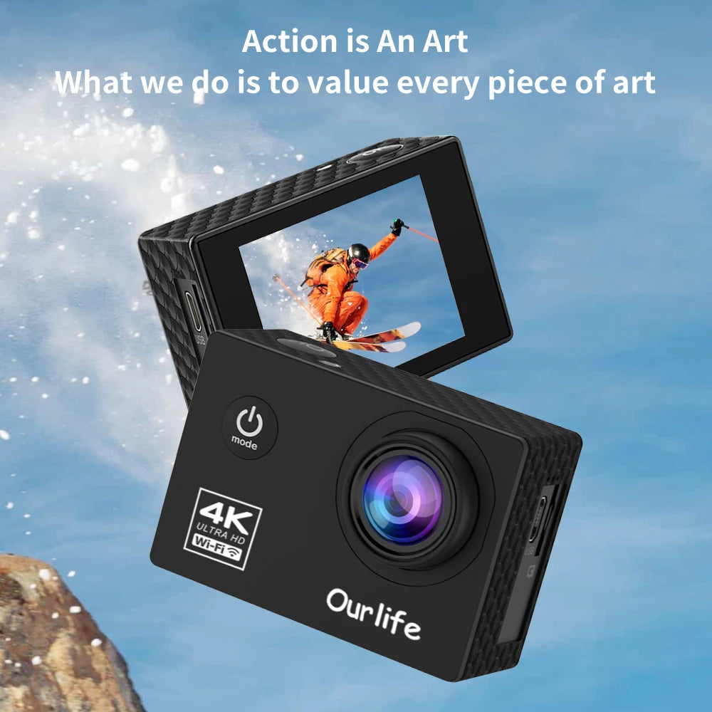 Action Camera Ultra HD 4K30FPS 16.0MP Wi-Fi 2.0" Screen 170D DVR Webcam Underwater 30M Helmet Video Recording Sport Camera