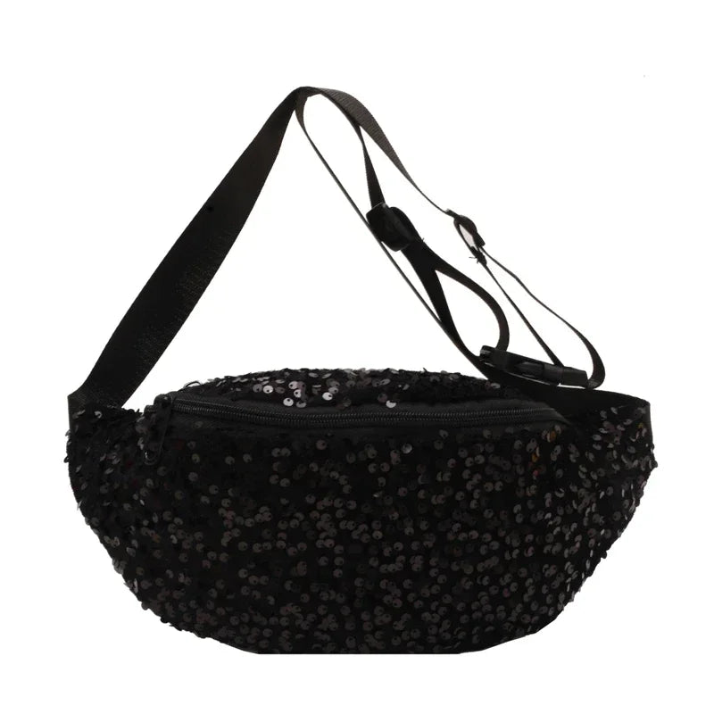 Light Luxury Zipper Fashion Women's Crossbody Bags New Best-selling Sweet Sequin Design Ladies Waist Packs Bolsas Femininas