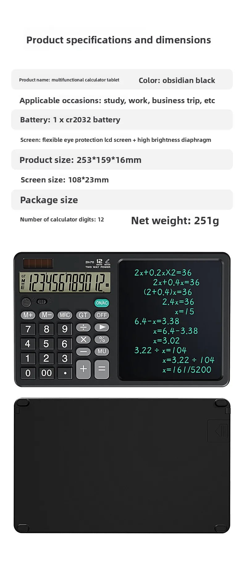 Desktop office calculator; Financial accounting; School office; Teacher student writing draft memo; Handwriting board computer.