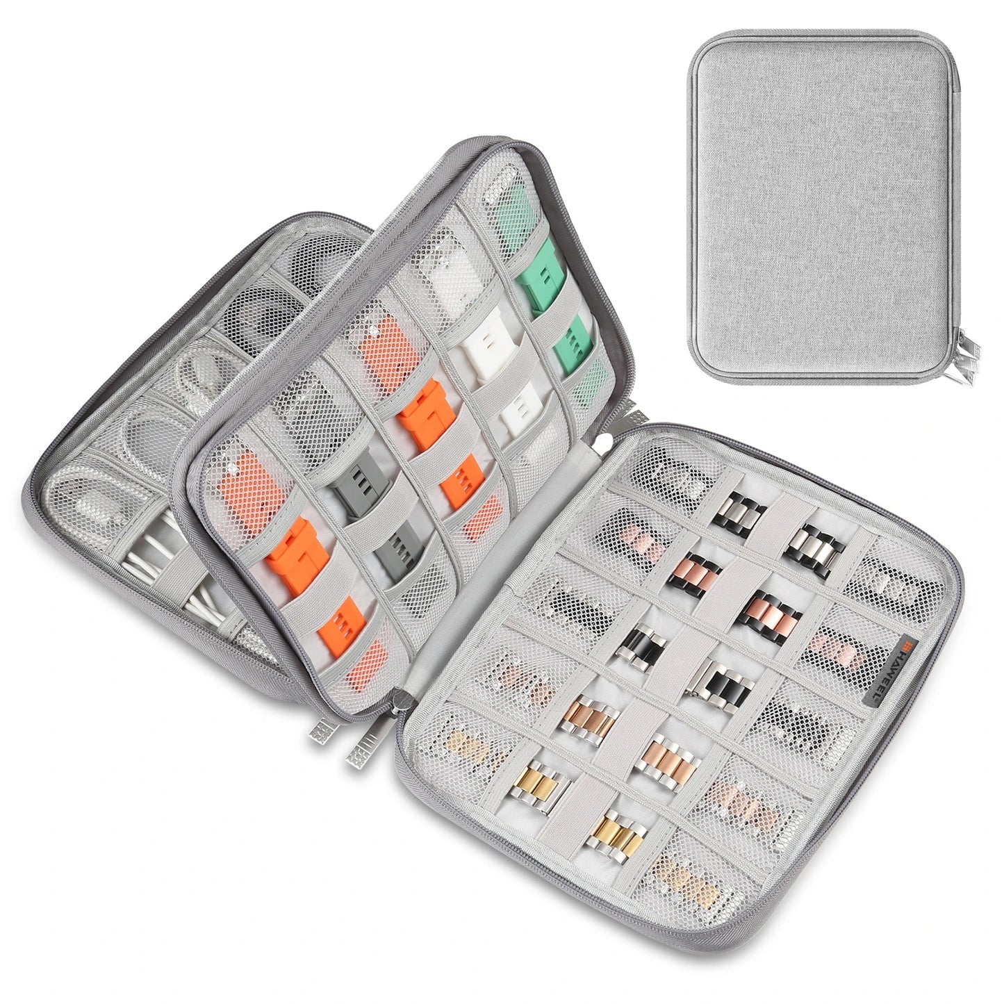 HAWEEL Watch Band Organizer Bag Box Earphones / U Disk / Digital Cable SD Card Phone Adatper Storage Case  25.5 x 20.5 x 4.5cm