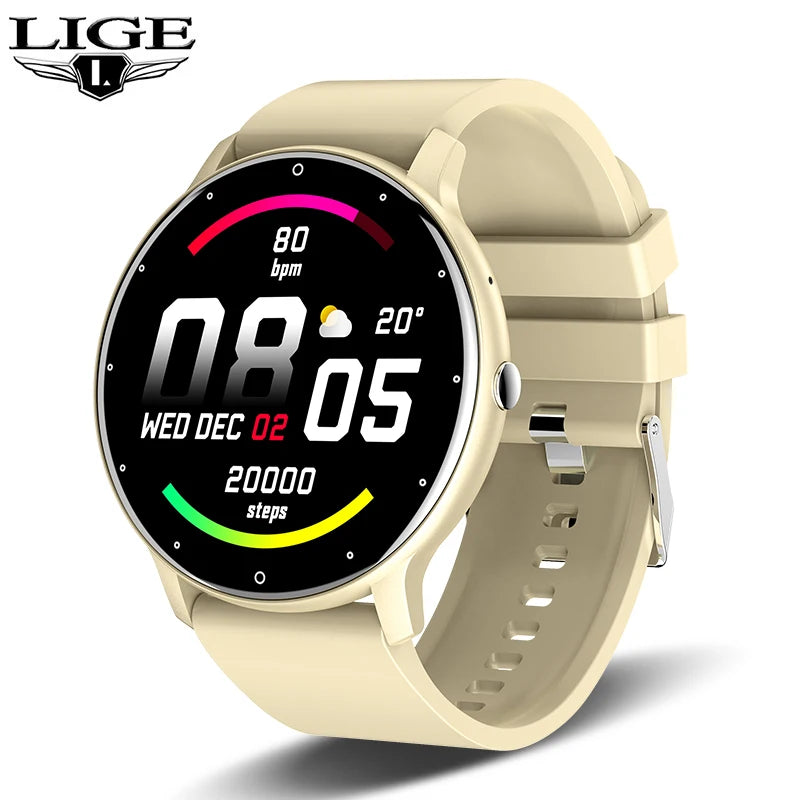 LIGE 2025 New IP68 Waterproof Sport Fitness Tracker Smart Watch Full Touch Screen Bluetooth Call Smartwatch for Men Women