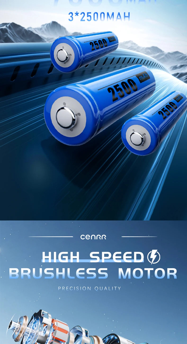 CENRR New Wireless Car Vacuum Cleaner Mini Powerful Portable HandHeld Car Cleaner LED Power Display Gift Lamp Air Gun  7500mAh