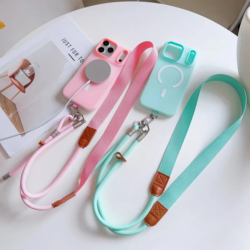 Universal Lanyard Case For iPhone 17 Pro Max 14 12 11 13 15 16 Plus Magnetic Shockproof Candy Crossbody Neck Cord Strap Cover