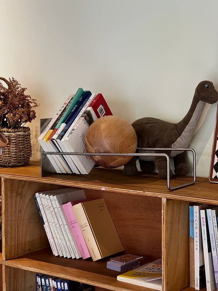 Bauhaus Creative Bookshelf Solid Wood Ball-Bearing Magazine Holder Mid-Century Modern Desk Organizer Artistic Home Display shelf