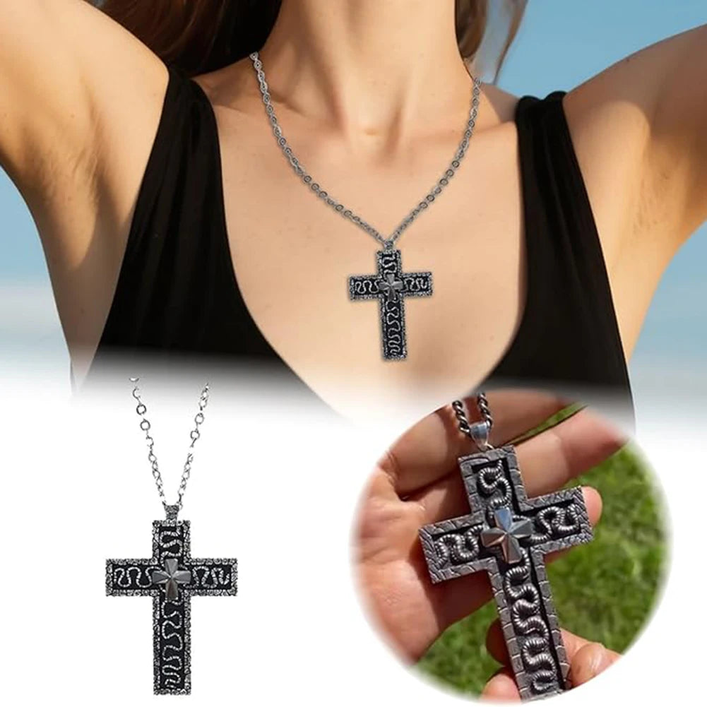 1/2/3PCS 3D Metal Charm Cross Shaped Necklace Pendant Vintage Squid Cross Necklace with Secret Compartment Fashion Jewelry Gifts