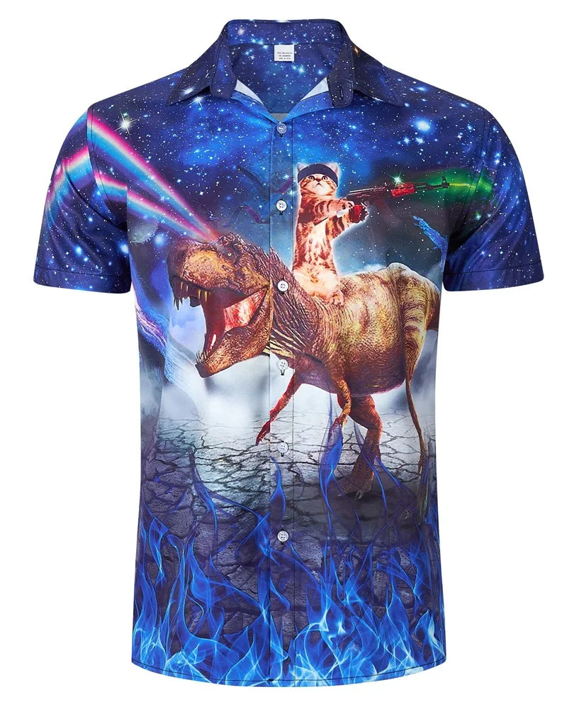Men's Hawaiian Beach Shirt 3D Print Animal Funny Tee Top Casual Short Sleeve Button Down Holiday Aloha Shirts Streetwear