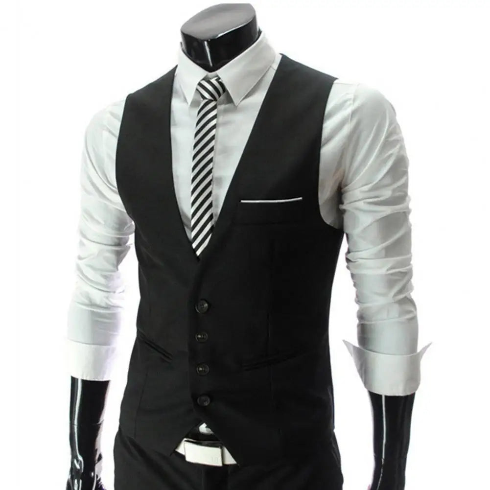 2025 British Style Men Business Vest Deep V Neck Single breasted Formal Suit Waistcoat Classic All Match Men Waistcoat