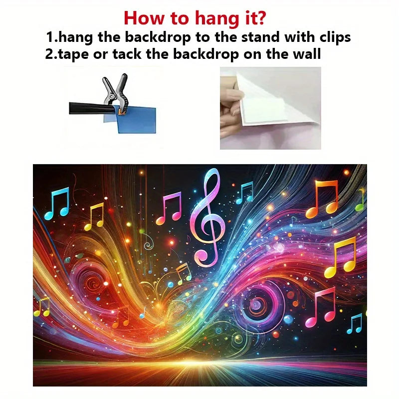 Vibrant musical banner, perfect for bedroom, office, outdoor decoration - perfect for parties and holiday gifts