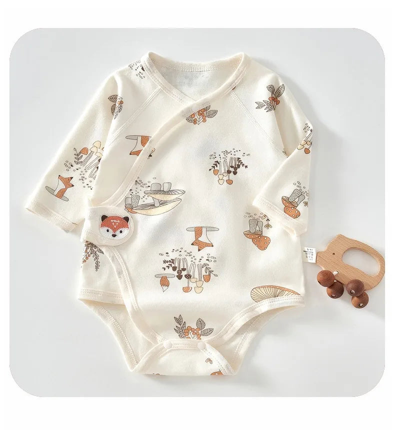 Ircomll 2 pcs Spring and Autumn Newborn Bodysuit Cotton Long Seeve Clothes Infant Clothing Pajamas Overalls for Girls&Boys 0-6M