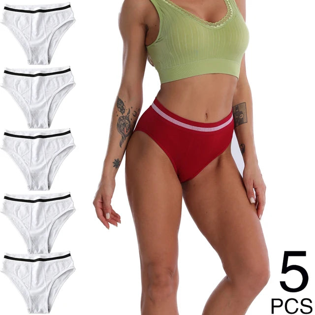 S-3XL 3-5Pcs Women Sport Briefs High Waist Panties Comfort Solid Color Underwear Sexy Underpants Intimate Lingerie Soft Briefs