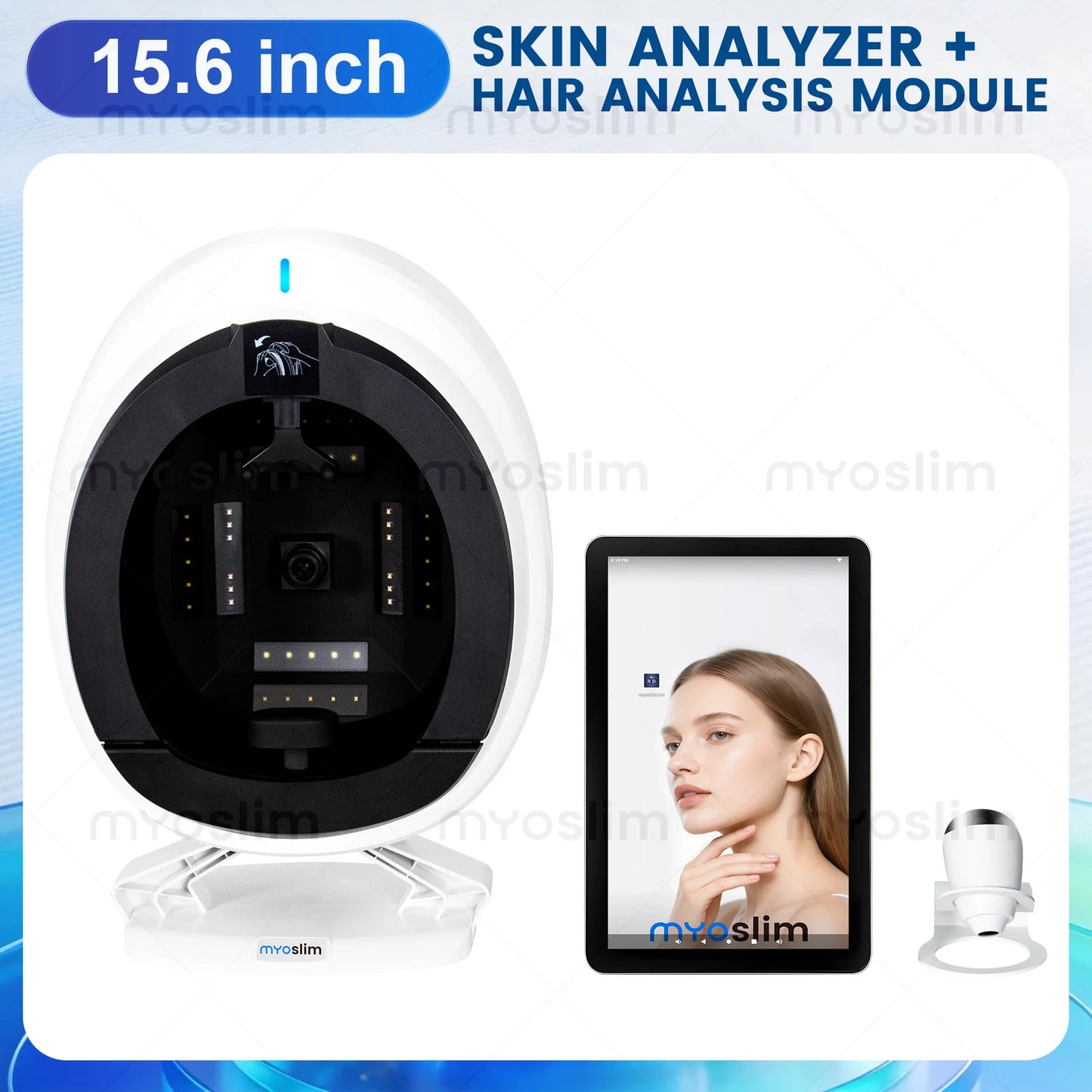 36M HD AI Skin Analyzer Q1pro Face Hair Scalp Detection Machine 8 Spectral Imaging Android 15.6 21.5 inch Custom Report