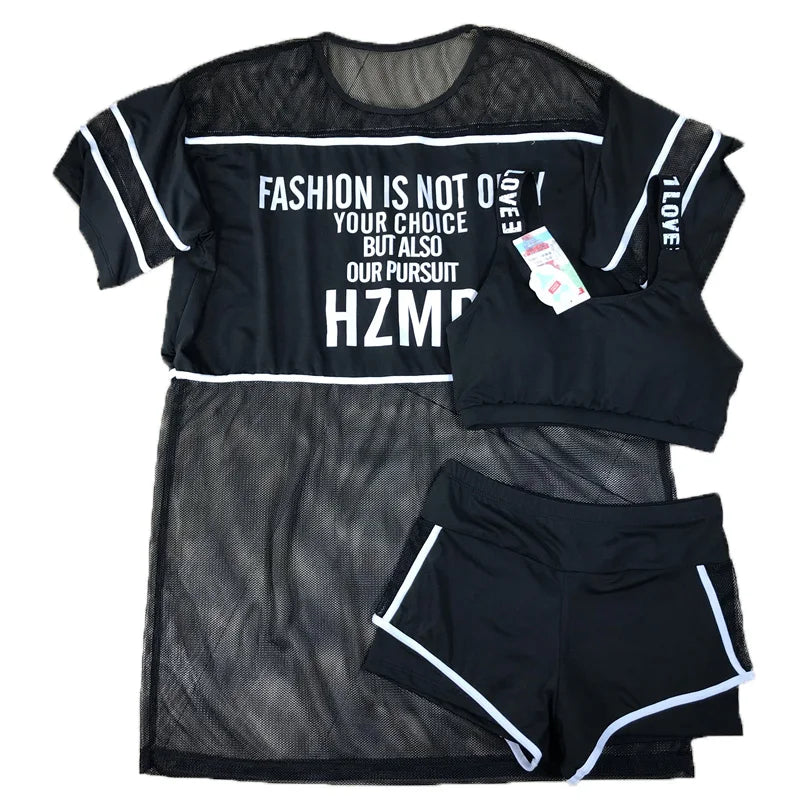Large Size Women's Swimsuit Tee-Piece Set Conservative Bikini Spor Student Little Fraance Sle Teenage Girl Flat Footwear
