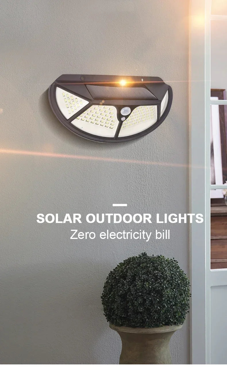 Ultra Bright 102 LED Solar Garden Light PIR Motion Sensor Outdoor Security Wall Lamp 1200mAh 18650 Rechargeable Street Light