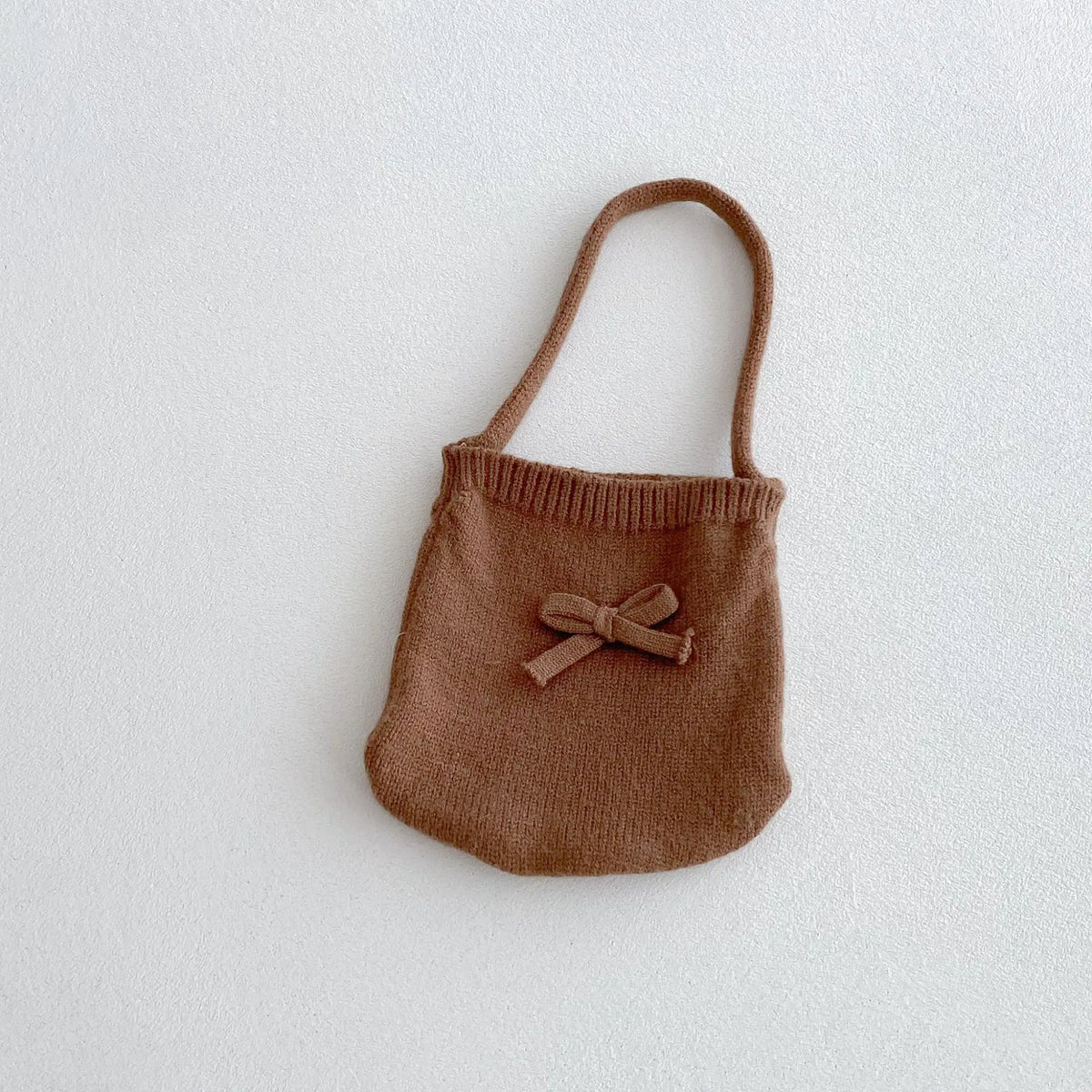 Baby Girl 3-Piece Knitted Outfit Set  Autumn Cute Bowknot Cream Sweater + Brown Ruffle Flared Pants + Mini Bag Girls Clothing