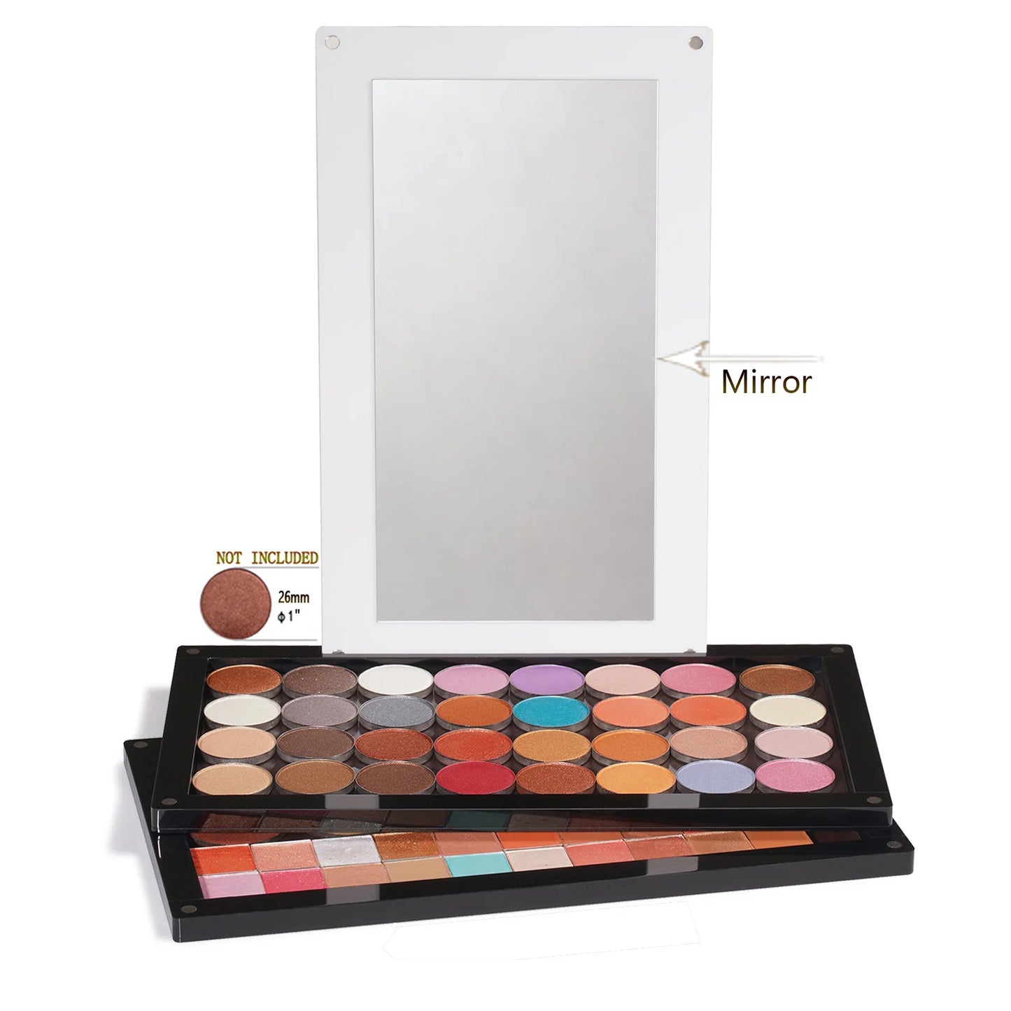 empty magnetic makeup palette acrylic storage box for eyeshadow depotting tool case ,stackable layers with mirror large size
