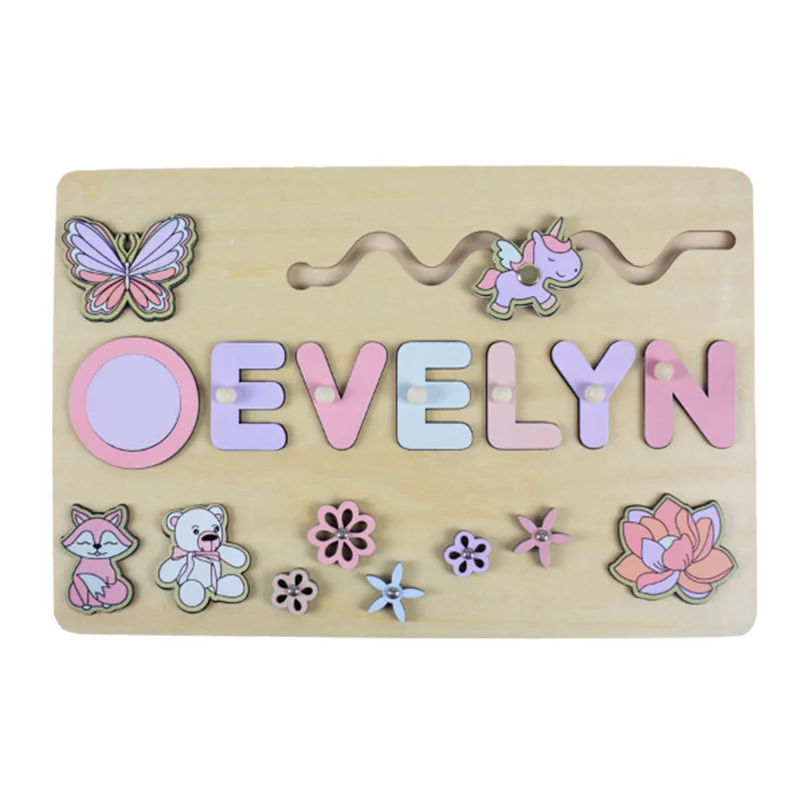 Montessori Personalised Wooden Puzzle Baby Custom First Name Puzzle Customization Letter Board Gift Child Jigsaw Educational Toy