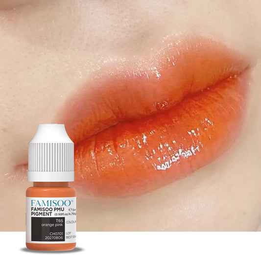 FAMISOO 5ML Lip Tattoo Inks Microblading Organic Permanent Makeup Lips Pigment Tattoo Pink Eyebrow Eyeliner PMU Pigment 0.17 OZ