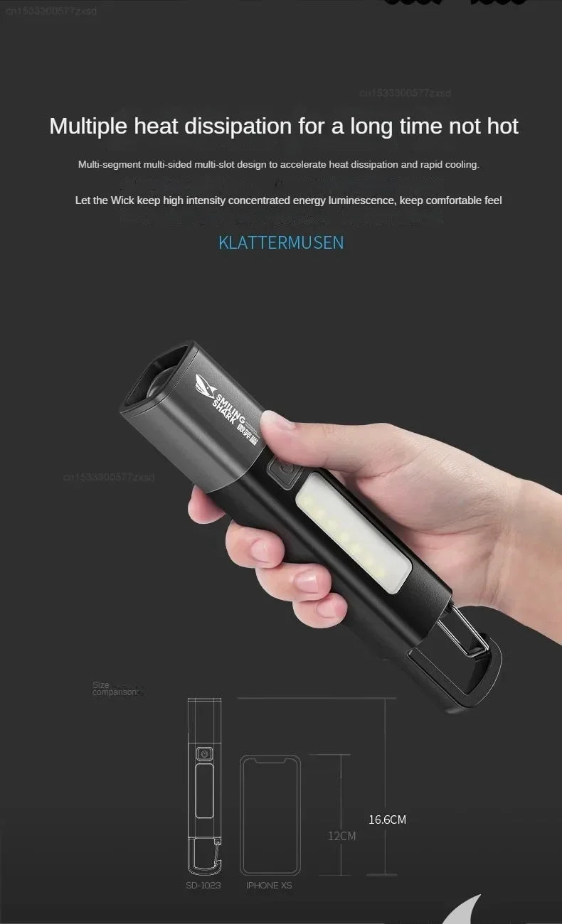 Xiaomi SMILING SHARK Outdoor Flashlight Portable Strong Lights Variable Focus with Home Camping Fishing Walking Lighting Lamp