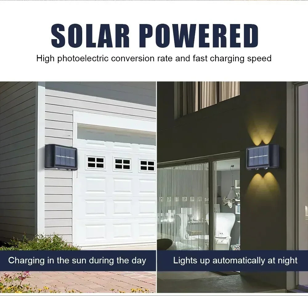 4/6/8 LED Solar Double-headed High Brightness Wall Lights Garden Lights Door Sign Wall Lights Outdoor Waterproof Wall Decor Led