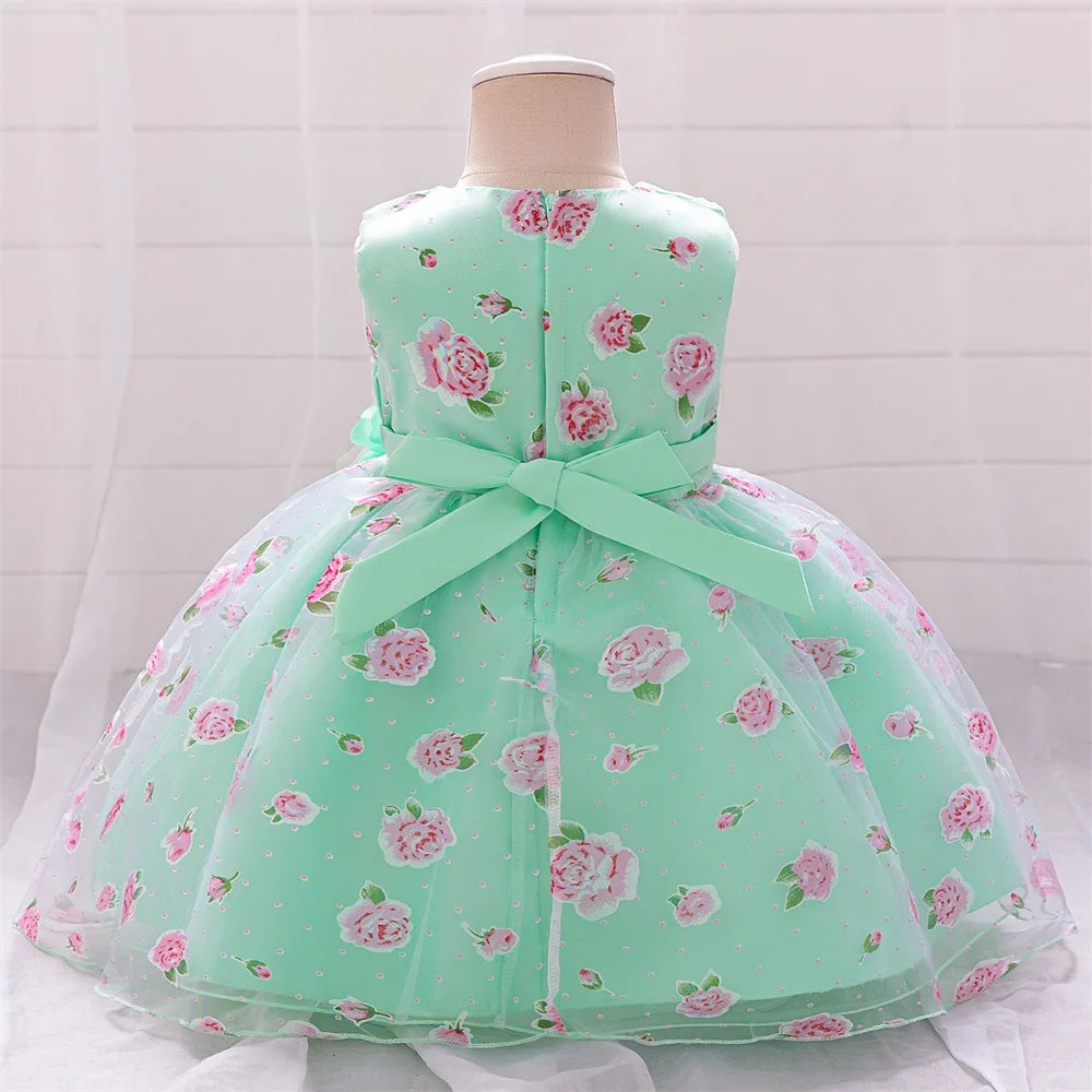 Toddler White Flower Baptism Dress For Baby Girls Newborn First 1st Birthday Party Flower Lace Wedding Dresses Christening Gown