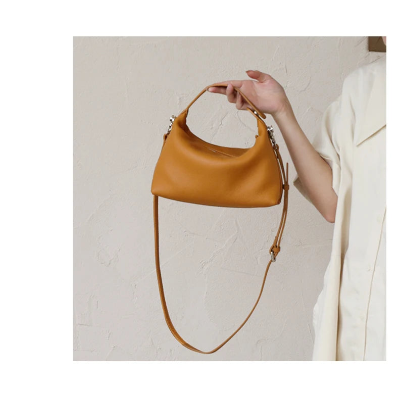 2024 New Women's Bag Female Luxury Soft Genuine Leather Handbag Lady Fashion Daily Casual Shoulder Bag Girls Crossbody Messenger