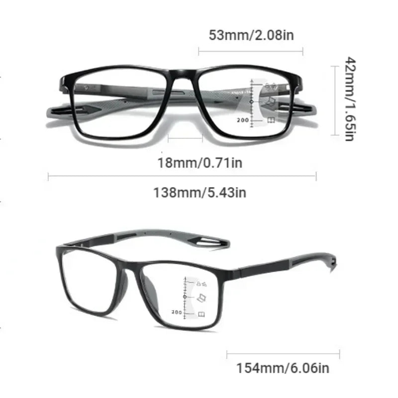Color Changing Multifocal Reading Glasses Outdoor Anti Slip Anti Blue Light Presbyopia Eyewear Photochromic Multifocal Glasses