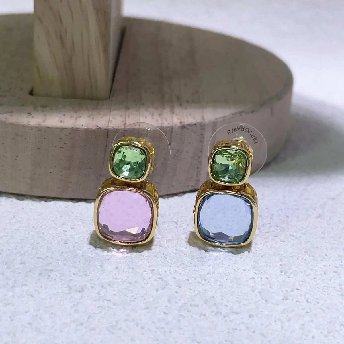 Original 2025 Candy Earrings Necklace Bracelet Fine Jewelry Set Women Geometric Cube Candy Double-Sided Crystal Jewelry