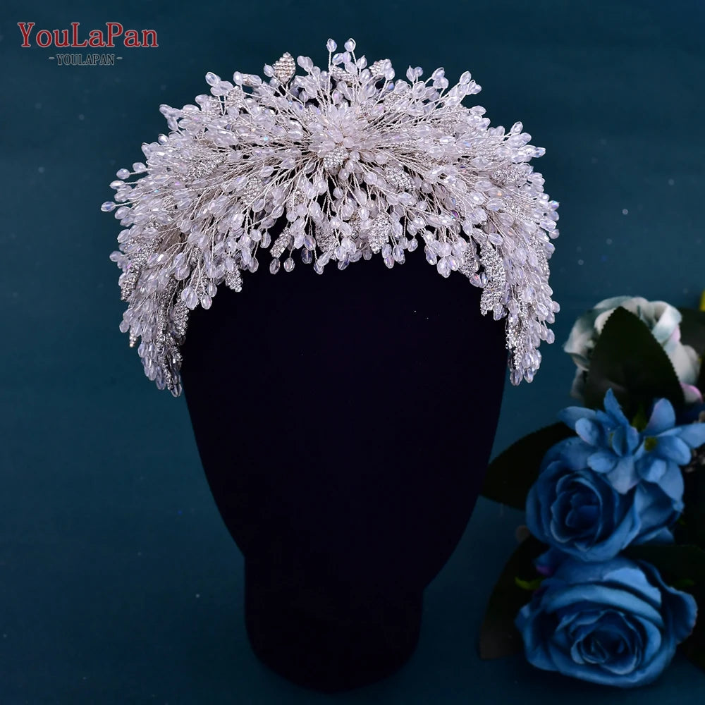 YouLaPan Bridal Hair Accessories Wedding Headband Rhinestone Headdress Bride Tiara Prom Wedding Hair Jewelry Queen Crown HP431