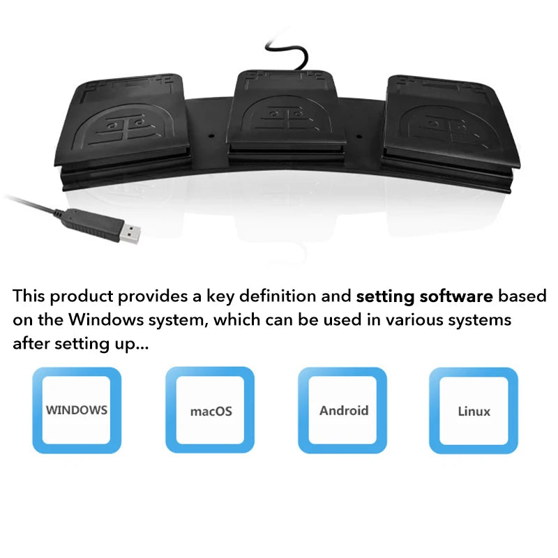 USB Foot Triple Switch Controller Key Customized Keyboard Mouse Gaming Pedal for Medical Devices Instruments Computers Office