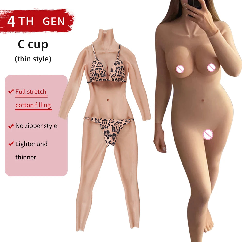 Eyung Full Body Silicone Onesie No Oil Crossdresser Sissy  Shemale Drag Queen Silicone Bodysuit  Silicone Breast Forms Suit