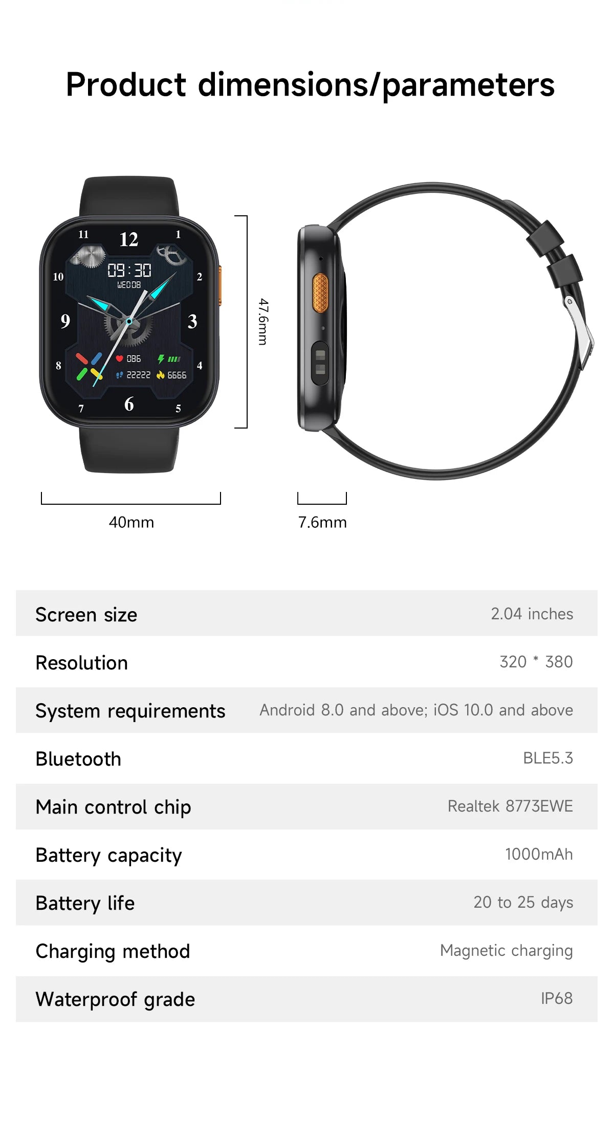 2025 New Military Grade Smartwatch Men 2.04" HD Screen Waterproof Sports Fitness Tracker Bluetooth call Smartwatch birthday gift