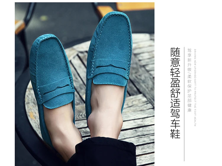 Men's Casual Fashion Genuine Leather Loafers Moccasins Slip-On Driving Shoes 38-50 Size Range Male Flats Comfort Footwear