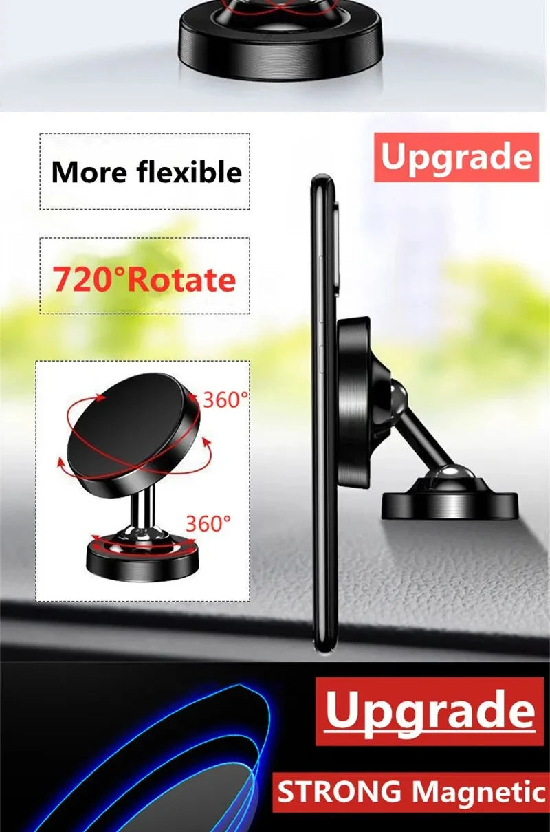 Creative Dual Axis Alloy Magnetic Car Bracket 720° Rotation Double Ball Magnetic Phone Holder for Any Model Phone