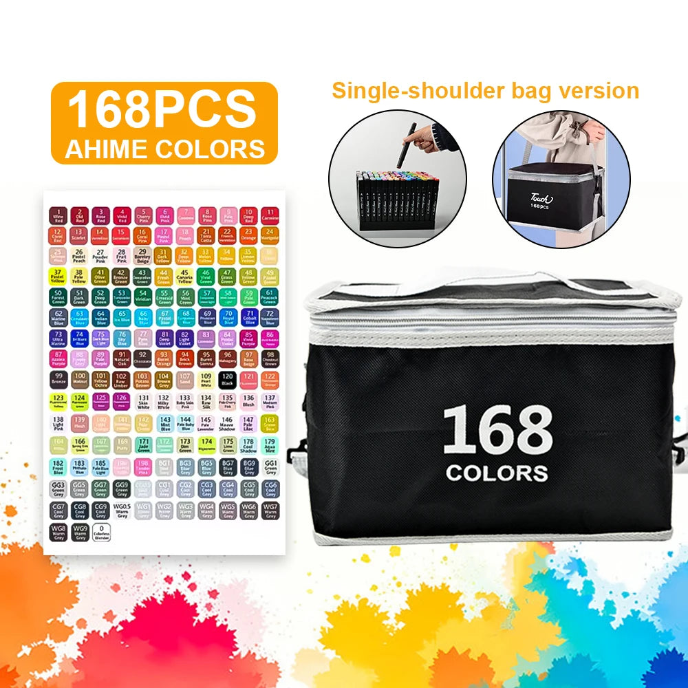 24/36/60/80/120/168 Colors Double Headed Oily Art Marker Pen Set for Draw Sketching ,Manga Illustration And Artistic Drawing