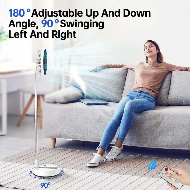 2026 NEW  Outdoor Portable Silent Remote Control Desktop Vertical Automatic Shaking Fan Aluminum Alloy Telescopic Timed Home Fan