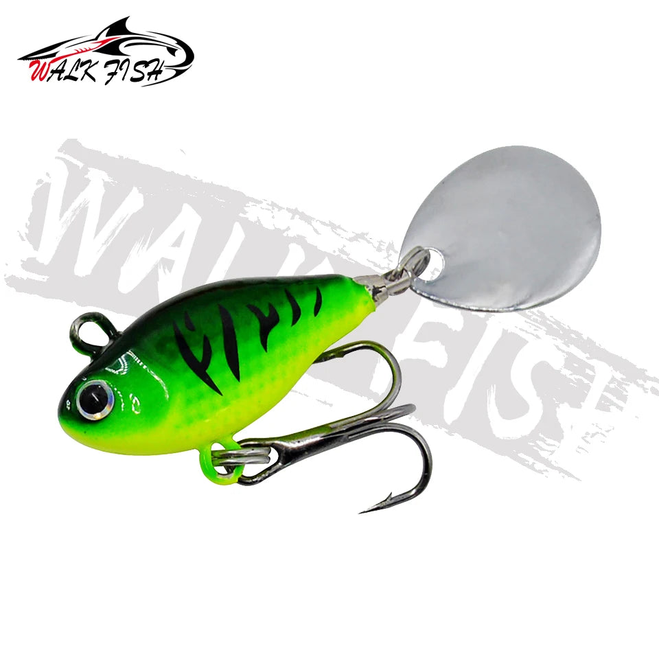 WALK FISH New 15g Metal Vib Rotating Spoon Wobbles Vibration Fishing Lures for Pike Bass Winter Jigs Pesca Fishing Tackle