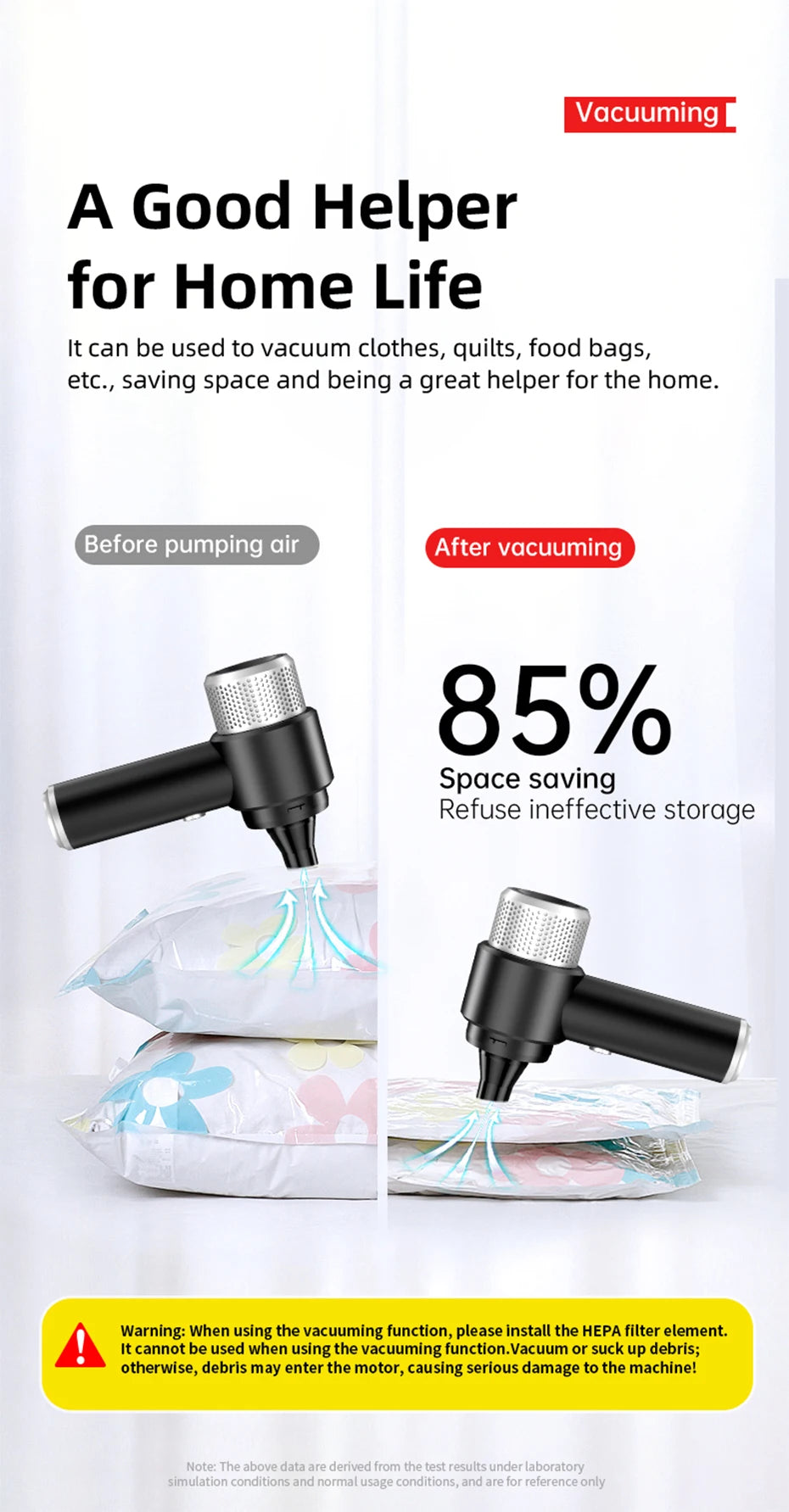 VYVYLABS 15000Pa Strong Suction Car Vacuum Cleaner with Led Lighting Rechargeable Wireless Cleaner Handheld Mini Car Cleaning