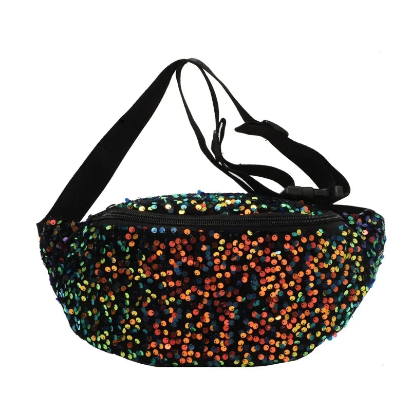 Light Luxury Zipper Fashion Women's Crossbody Bags New Best-selling Sweet Sequin Design Ladies Waist Packs Bolsas Femininas