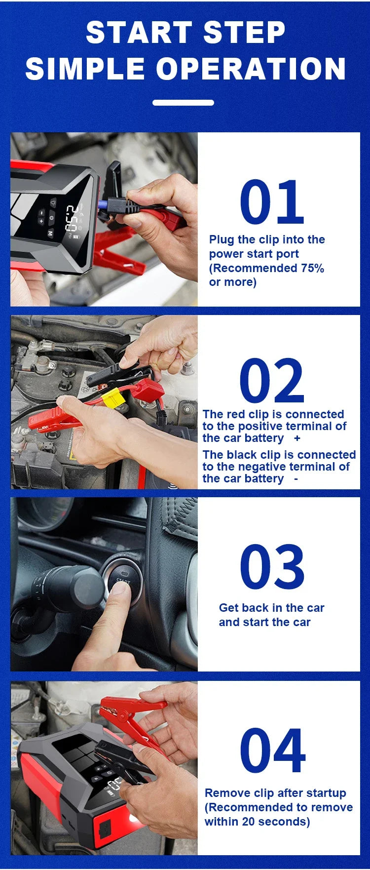 Car Jump Starter Starting Device Battery Power Bank 12V38000mAh Jumpstarter Auto Buster Emergency Booster Car Charger Jump Start