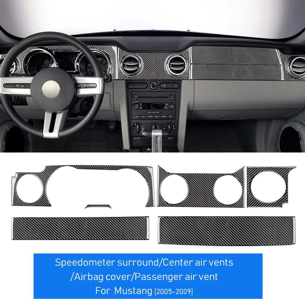 Real Soft Carbon Fiber Sticker For Ford Mustang 2005 2006 2007 2008 2009 Accessories Interior Trim Car Gear Shift Panel Cover